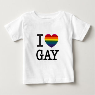 Iハートの陽気な虹のハート ベビーTシャツ