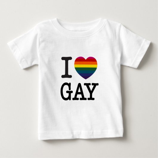 Iハートの陽気な虹のハート ベビーTシャツ (正面)
