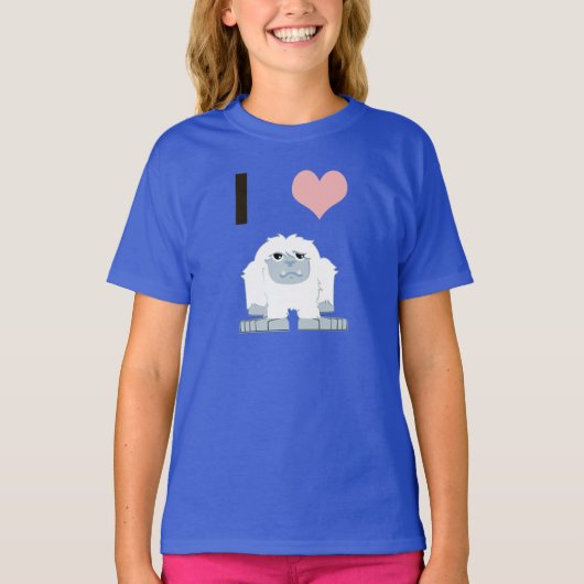 Iハートの雪男のかわいい漫画の雪モンスター Tシャツ (正面)