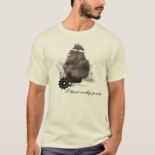 Iハートの飛行船はsteampunkのt'shirtを略奪します Tシャツ (正面)