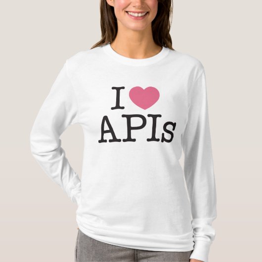 IハートのAPIsの長袖レディースワイシャツ Tシャツ (正面)