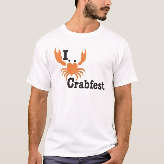 IハートのCrabfestのオレンジ対角線 Tシャツ (正面)