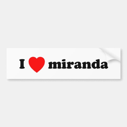 Iハートのmiranda バンパーステッカー (正面)