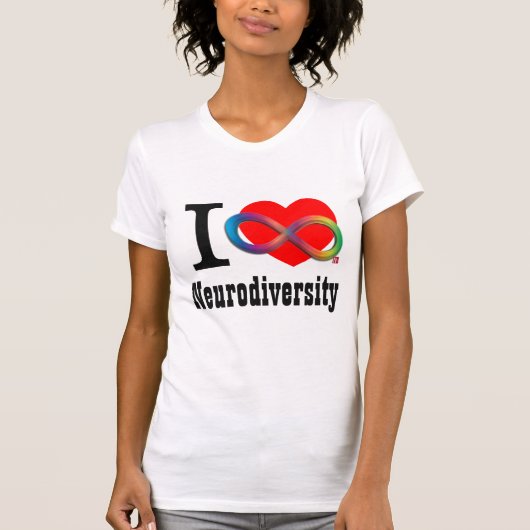 IハートのNeurodiversityの虹の無限ワイシャツ Tシャツ (正面)