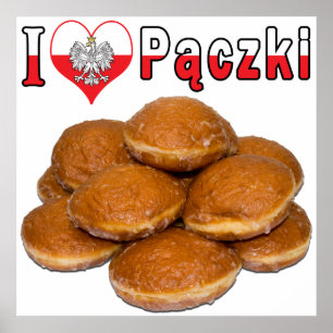 IハートのPaczkiのポーランドの食糧 ポスター