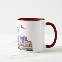 IハートのPhilly色のスケッチのマグ マグカップ