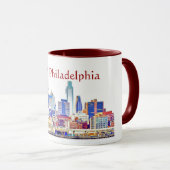 IハートのPhilly色のスケッチのマグ マグカップ (正面右)