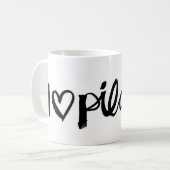 IハートのPilatesのマグ コーヒーマグカップ (正面左)