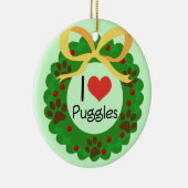 IハートのPugglesのクリスマスのギフトのアイディア セラミックオーナメント (右)