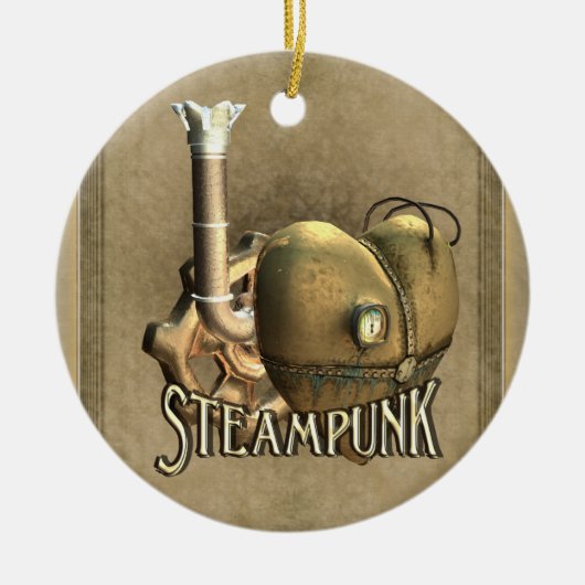 IハートのSteampunkのパーソナライズなオーナメント セラミックオーナメント (正面)
