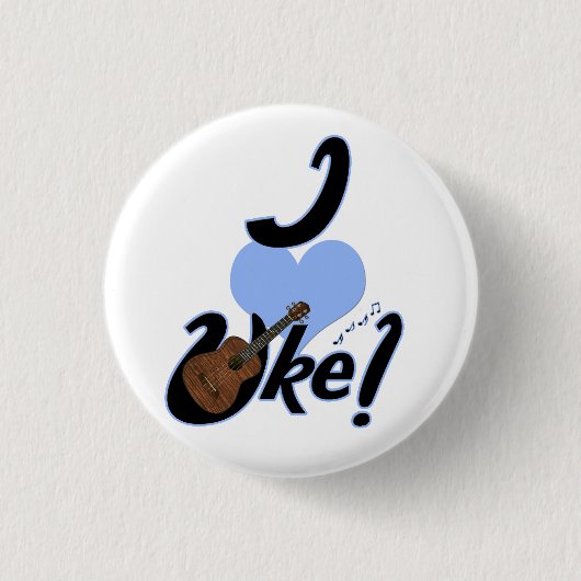 IハートのUkeの青によって輪郭を描かれる小さいボタン 缶バッジ (正面)