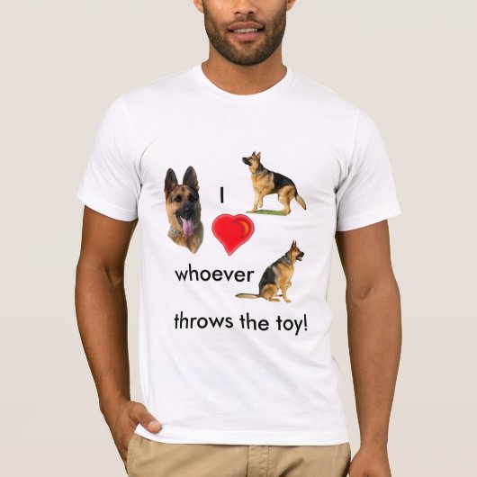 Iハートは誰でもおもちゃを投げます Tシャツ (正面)