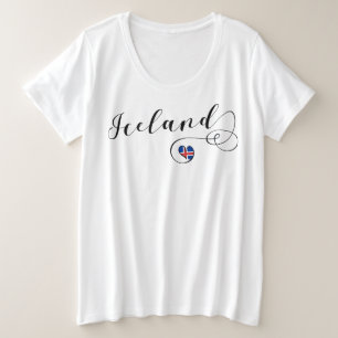 Iハートアイスランド国旗 プラスサイズTシャツ