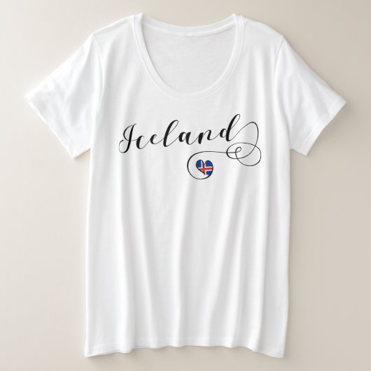Iハートアイスランド国旗 プラスサイズTシャツ (デザイン正面)