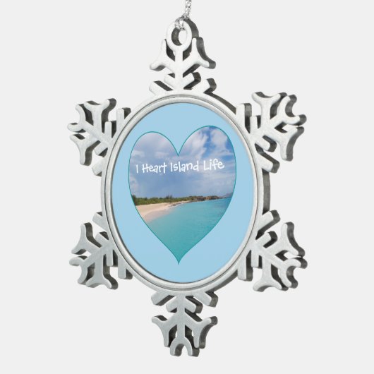 Iハートアイランドライフセラミックオーナメント スノーフレークピューターオーナメント (右)