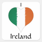 Iハートアイルランド三色国旗 スクエアシール (正面)