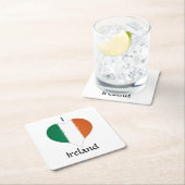 Iハートアイルランド三色国旗 スクエアペーパーコースター (インサイチュ)