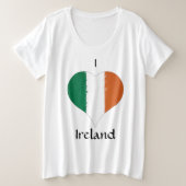 Iハートアイルランド三色国旗 プラスサイズTシャツ (デザイン正面)