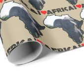 Iハートアフリカブラックエレファントビッグ耳 ラッピングペーパー (ロールコーナー)