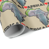 Iハートアフリカマップブラックエレファントブル ラッピングペーパー (ロールコーナー)