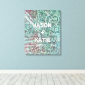 Iハートアーバン通りアートグラフィティチョーク名 キャンバスプリント (インサイチュ (ウッドフロア))