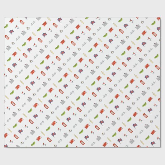 Iハートイギリスのイギリス愛、イギリスの陸標 ラッピングペーパー (フラット)