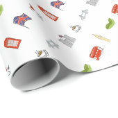 Iハートイギリスのイギリス愛、イギリスの陸標 ラッピングペーパー (ロールコーナー)