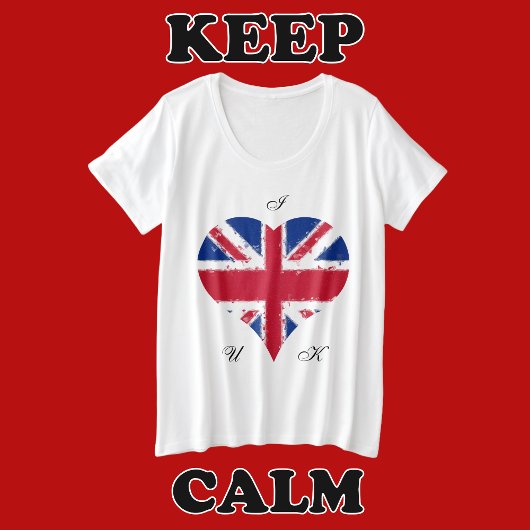 Iハートイギリス国旗のユニオン・ジャック プラスサイズTシャツ