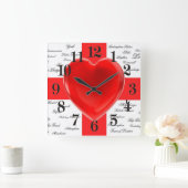 Iハートイギリス国旗 スクエア壁時計 (ホーム)