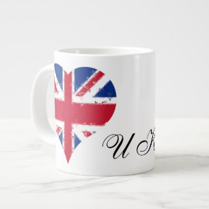 Iハートイギリス英国国旗 ジャンボコーヒーマグカップ