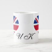 Iハートイギリス英国国旗 ジャンボコーヒーマグカップ (正面)