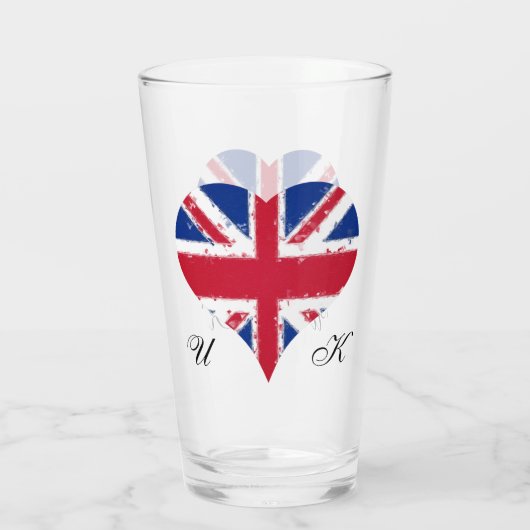 Iハートイギリス英国国旗Pint タンブラーグラス (裏面)