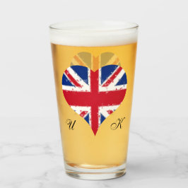 Iハートイギリス英国国旗Pint タンブラーグラス