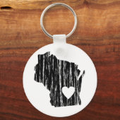 Iハートウィスコングランジシン擦り切れたアウトライン州ラブ キーホルダー (正面)