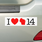 Iハートウィスコンシン14 バンパーステッカー (車上)