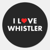 IハートウイスラーIラブウイスラーモダン文字ダーク ラウンドシール (正面)