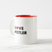 IハートウイスラーIラブウイスラーモダン文字 ツートーンマグカップ (正面左)