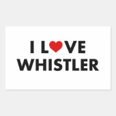 IハートウイスラーIラブウイスラーモダン文字 長方形シール (正面)