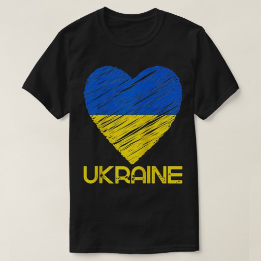 Iハートウクライナ国旗Tee IサポートUkrainian Sta Tシャツ (デザイン正面)