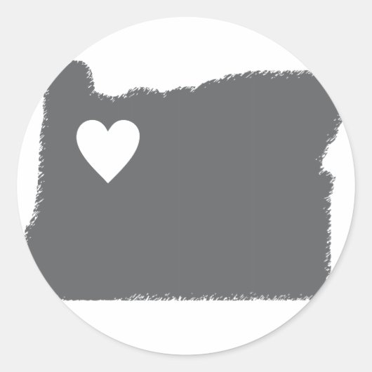 Iハートオグランジレゴンルックアウトライン州愛 ラウンドシール (正面)