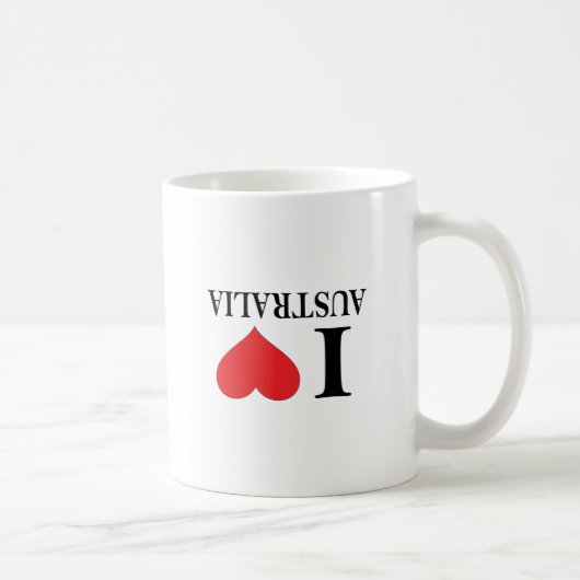 Iハートオーストラリア- I愛オーストラリア-逆さまに コーヒーマグカップ (右)