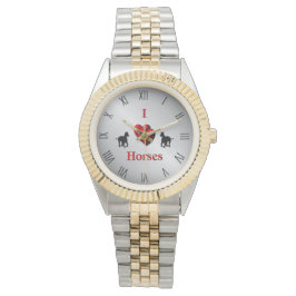 Iハートカッコいいウマデザインと数字 腕時計