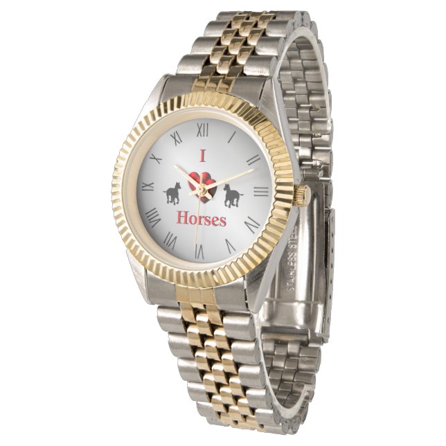 Iハートカッコいいウマデザインと数字 腕時計 (アングル)