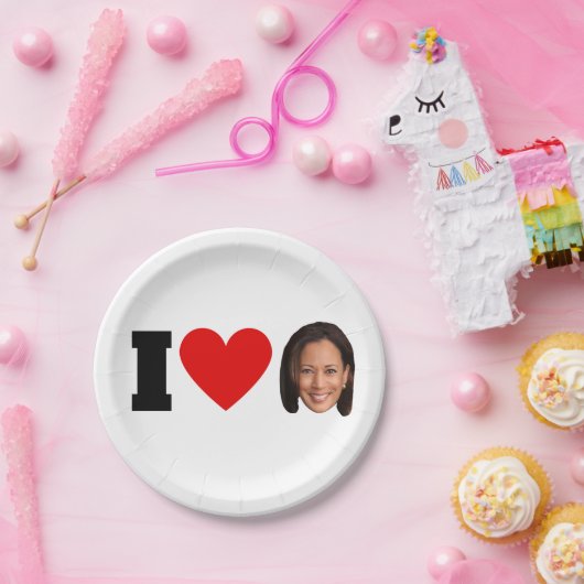 Iハートカマラハリス ペーパープレート (パーティー)