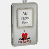 Iハートカーレーシングシルバーとカスタム写真 シルバープレートフレームオーナメント (右)