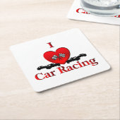 Iハートカーレース スクエアペーパーコースター (アングル)