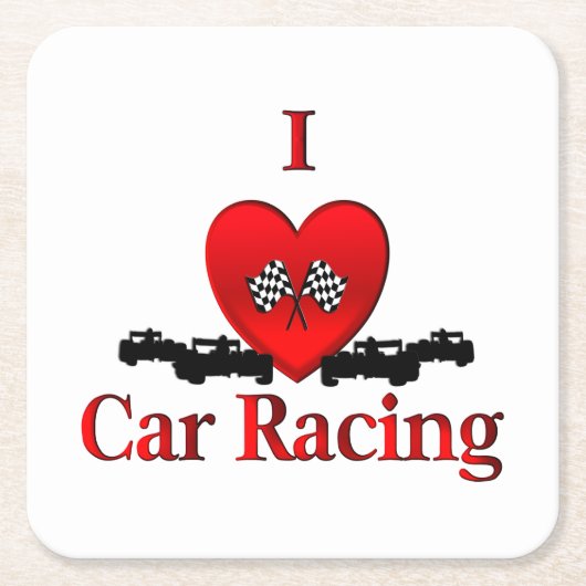 Iハートカーレース スクエアペーパーコースター (正面)