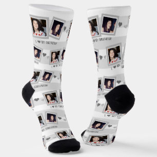 Iハートガールフレンド灰色2枚フォトソックス ソックス