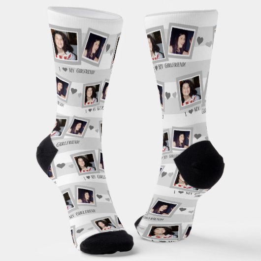 Iハートガールフレンド灰色2枚フォトソックス ソックス (傾斜あり)