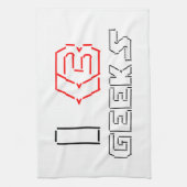 IハートギークASCIIアート キッチンタオル (縦)